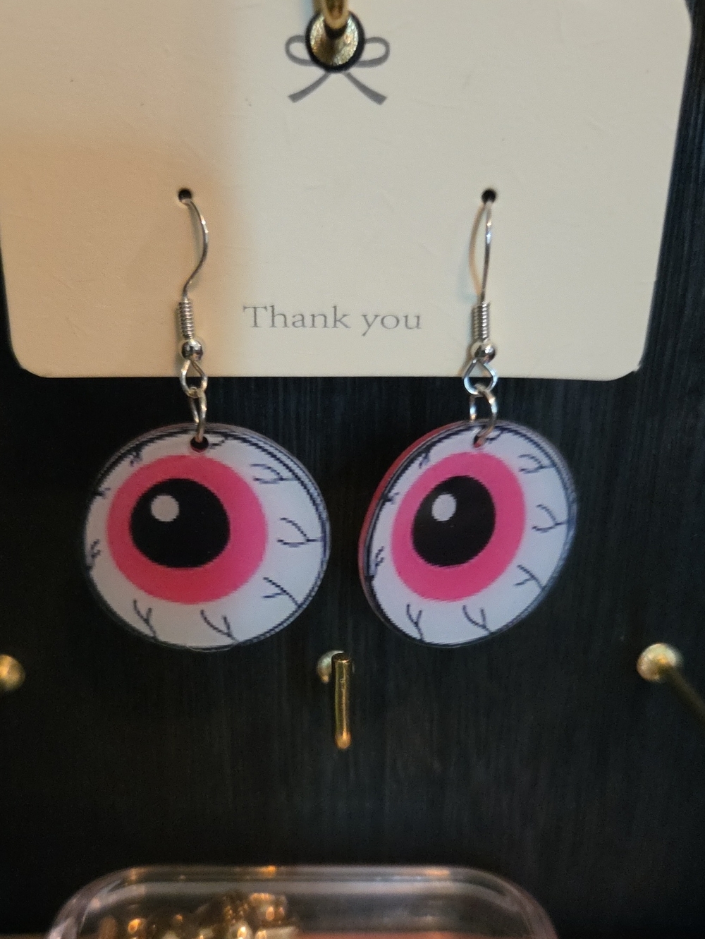 Halloween Pink Eyeball Dangle Earrings